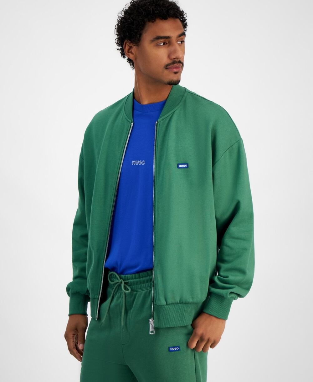 Hugo Boss Narane French Terry Zip Front Logo Track Jacket Green XXL